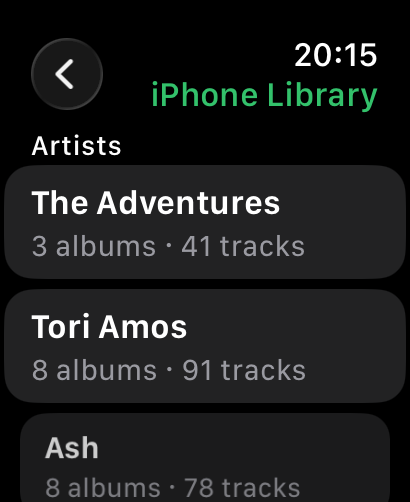 Browsing the iPhone library from the Watch