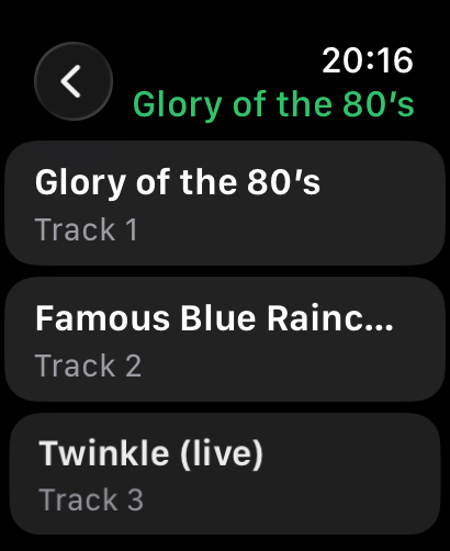 Album view on the Watch remote app
